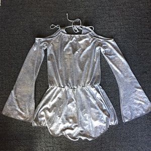 Silver Shoulderless Romper